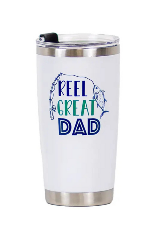 Reel Great Dad Tumbler White/Royal/Palm