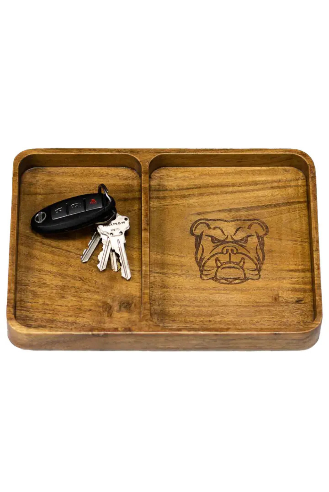 Bulldog Etched Wood Valet Tray Natural