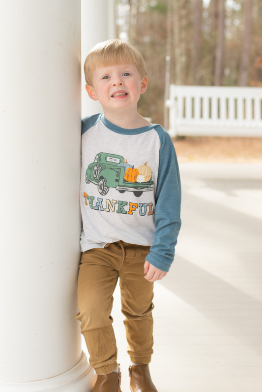 Youth Thankful Denim Truck Tee old
