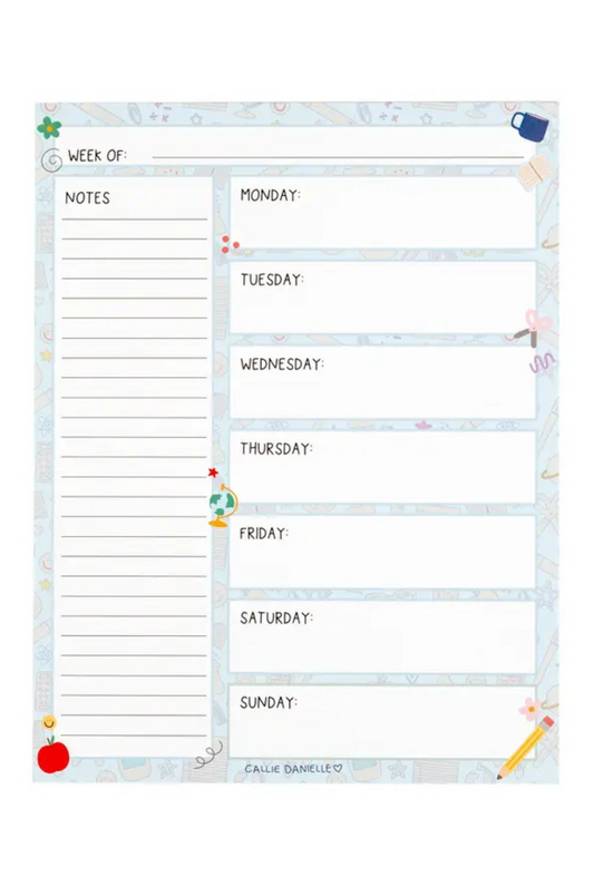 Classroom Icons Weekly Calendar Notepad