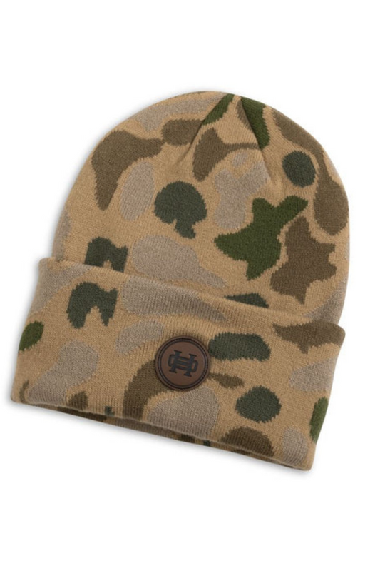 Heybo Leather Patch Beanie: Heybo Traditions Camo