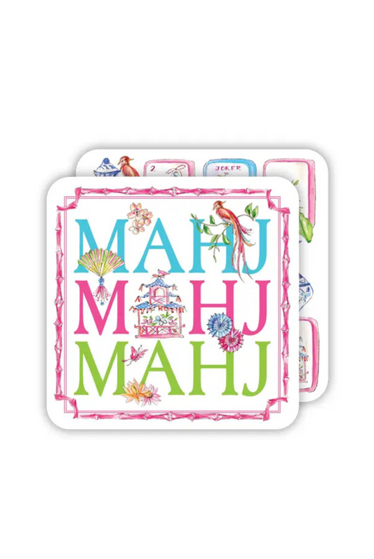 Mahj Mahj Mahj with Mahjong Icons Square Coaster