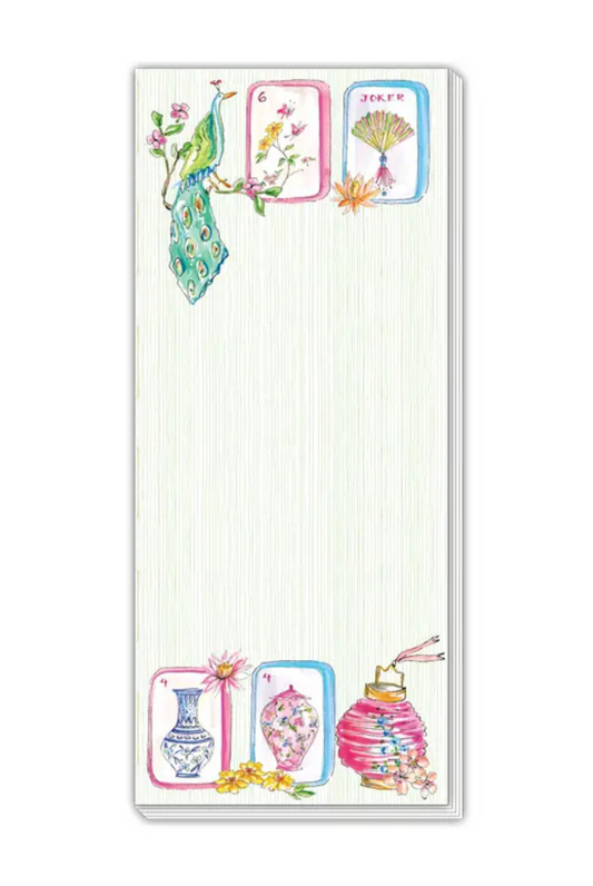 Mahjong Tiles Bird Lantern Green Background Skinny Pad
