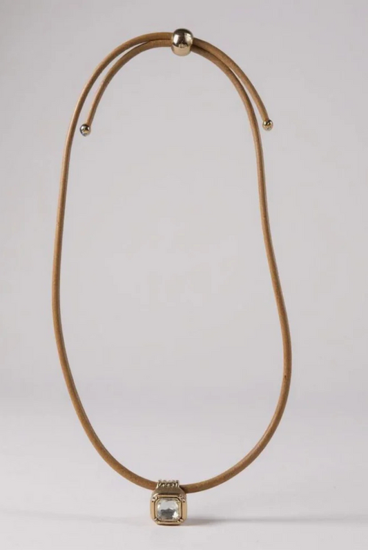 Leather Cord Necklace in Tan