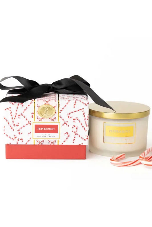 Peppermint 3-Wick Boxed Soy Wax Candle
