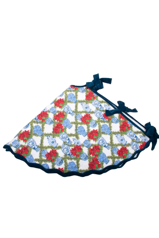 Poinsettias Quilted Tree Skirt