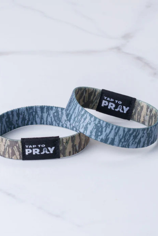 Tap To Pray Wristbands Tree Bark Camo Brown & Grey