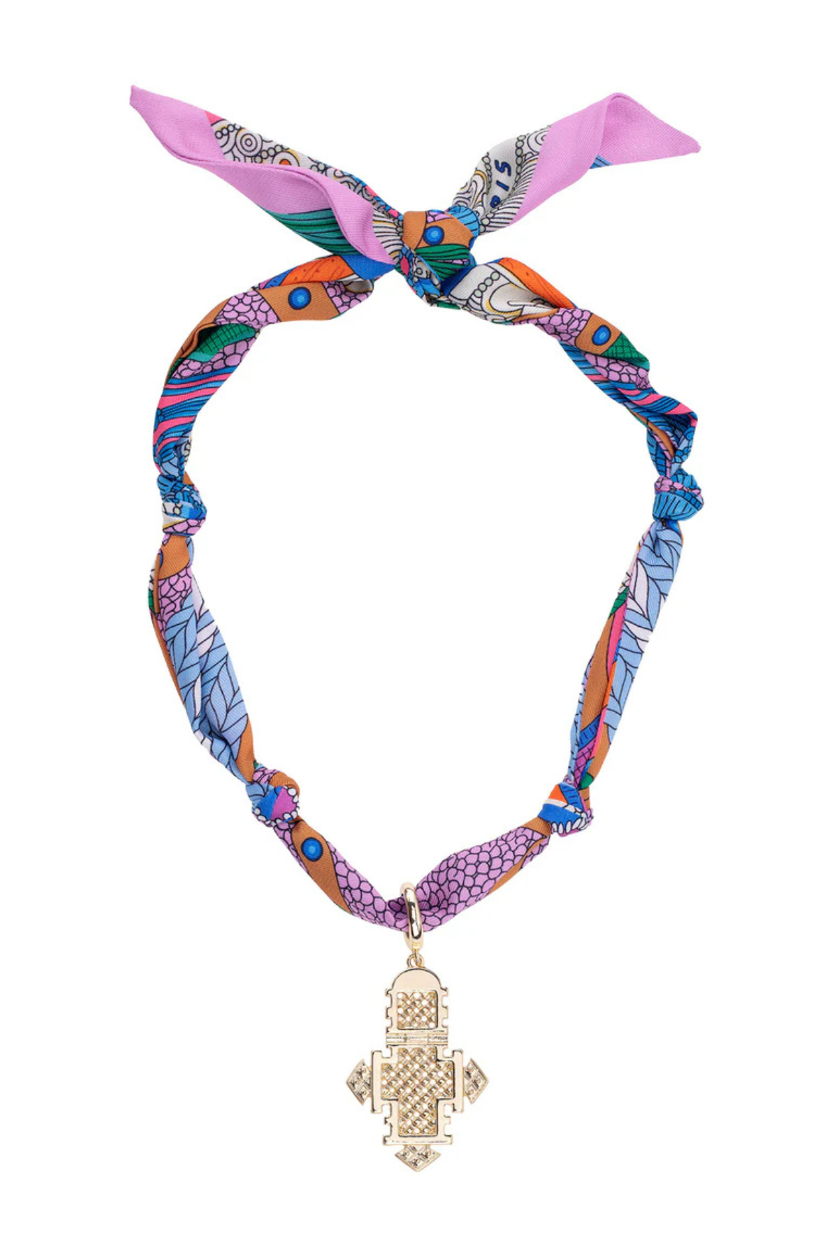 Noelle Ethiopian Cross Scarf Necklace in Multi