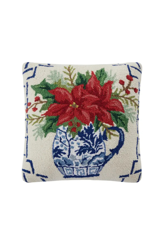 Chinoiserie Poinsettia Hook Pillow