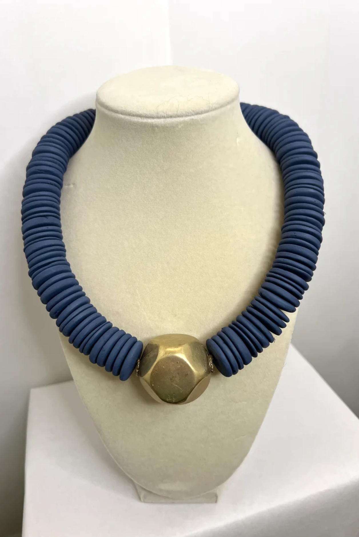 Merritt Millie Slate Blue Coconut Shell + Large Gold Connector