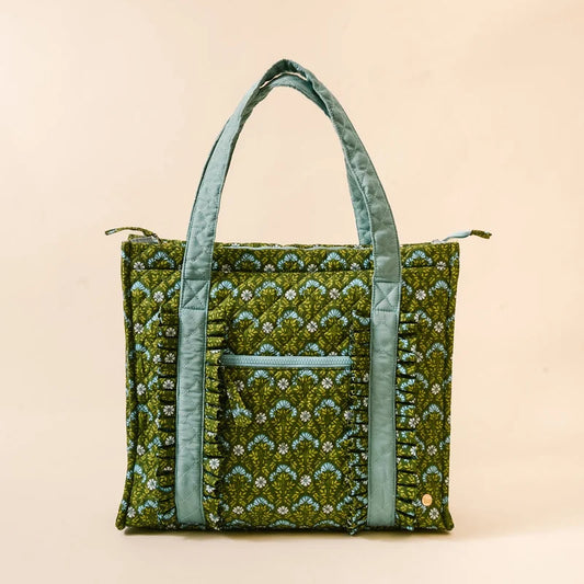 The Darling Effect | The Everyday Quilted Tote Bag in Everbloom Forest Green