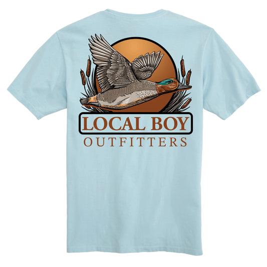Local Boy | Youth Teal Tails T-Shirt in Chambray