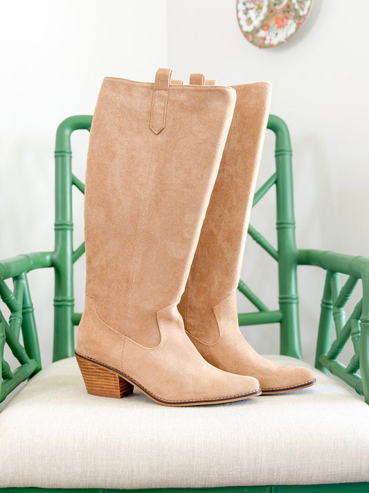 Corkys | City Slicker Boot in Sand Faux Suede