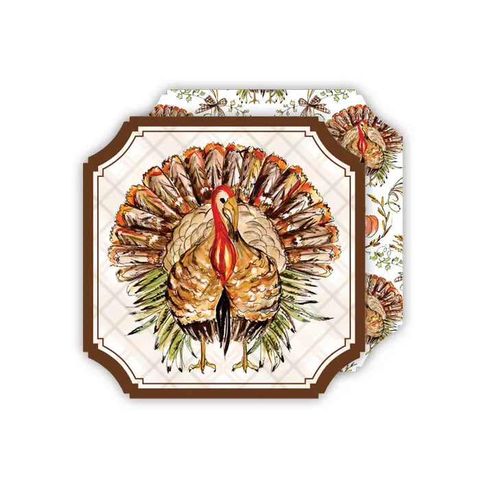 Standing Turkey with Fall Foliage Ticket Coaster