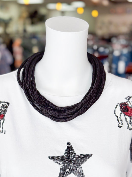 Lilly Slub Rope Necklace in Black