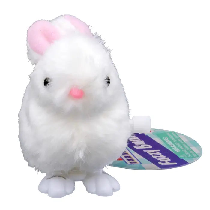 Farm Fresh White Fuzzy Bunny Wind Up