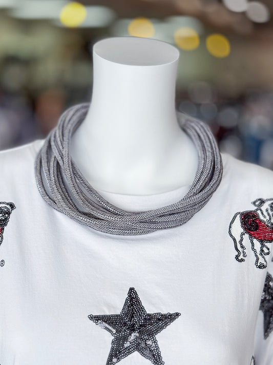 Lilly Slub Rope Necklace in Gray