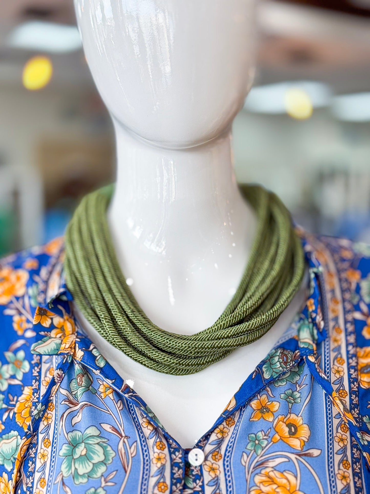 Lilly Slub Rope Necklace in Sage Green