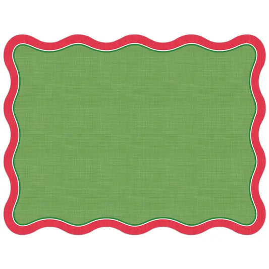 Green and Red Linen Posh Die-Cut Placemat