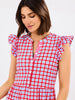 Mary Square | Riley Flutter Sleeve Dress in Red and Blue Gingham