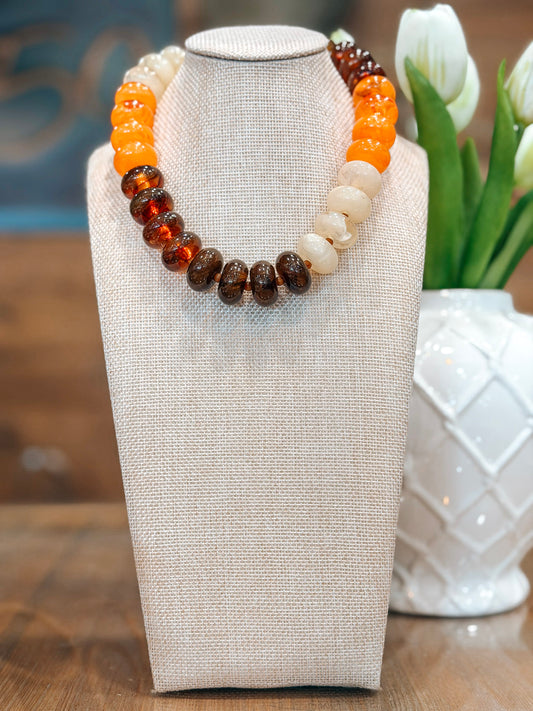Jenn Beaded Necklace in Orange Multi