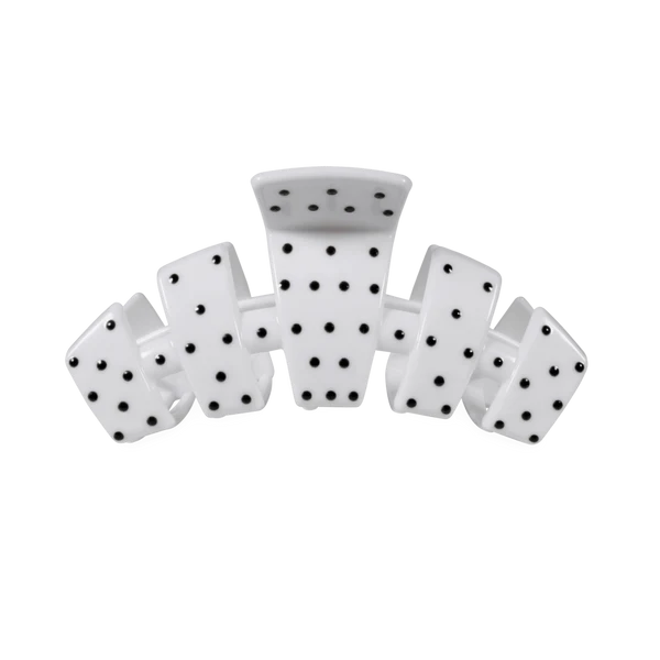 Teleties | Classic White Polka Dot Party Medium Claw Clip