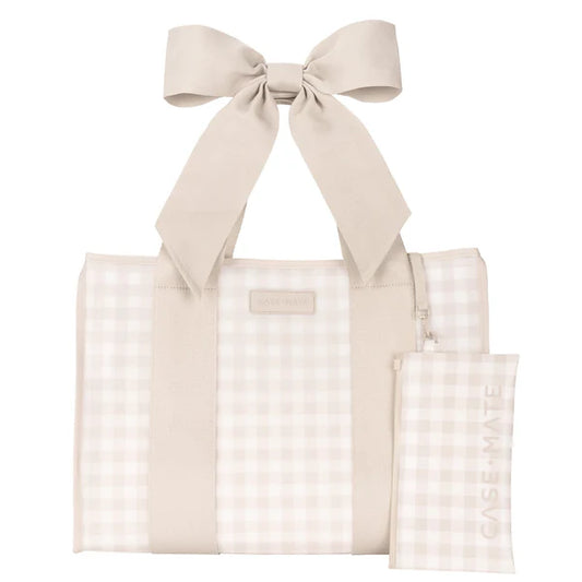 Casemate | Jelly Bow Tote in Latte Gingham