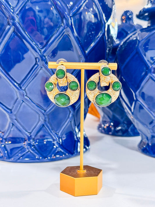 Classic Look Earrings in Green