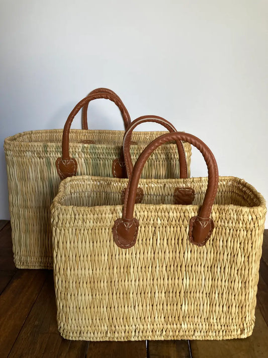 Straw Short Handled Tote - Large
