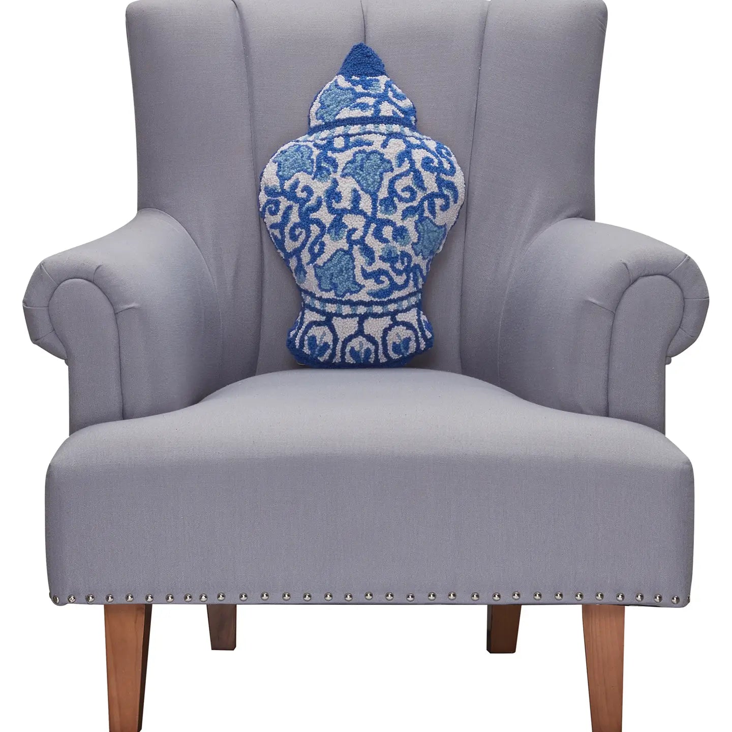 Shaped Chinoiserie Vase Hook Pillow