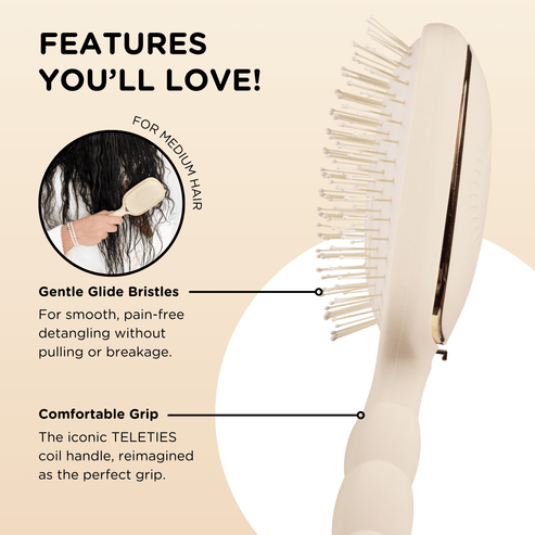 Teleties Detangler Hair Brush for Thick Hair in Tan