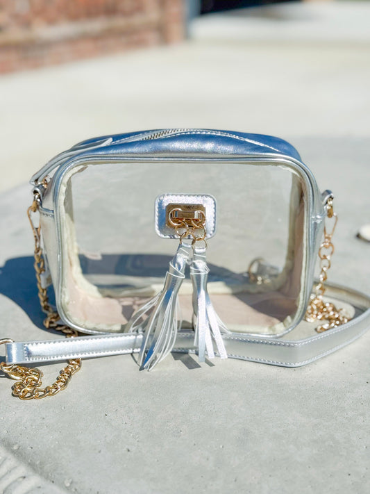 Addison Clear Crossbody in Platinum