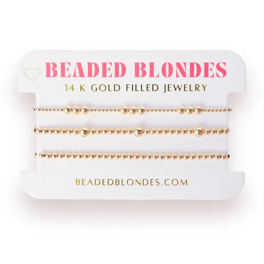 Beaded Blonde Everyday Bracelet Stack in Gold