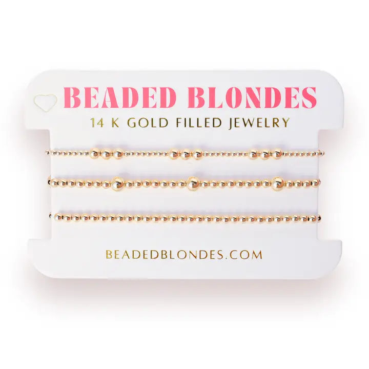 Beaded Blonde Everyday Bracelet Stack in Gold