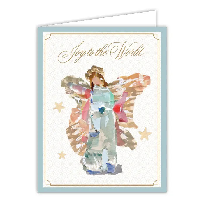 Joy To the World Blue Angel Greeting Card