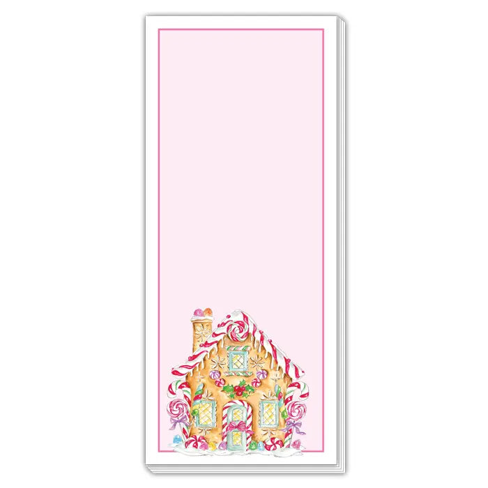 Gingerbread House with Christmas Candy Pink Skinny Notepad