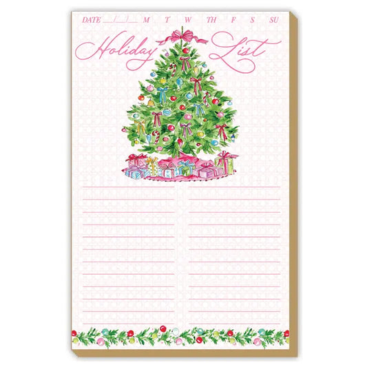 Holiday List Pink Christmas Tree Luxe Large Notepad