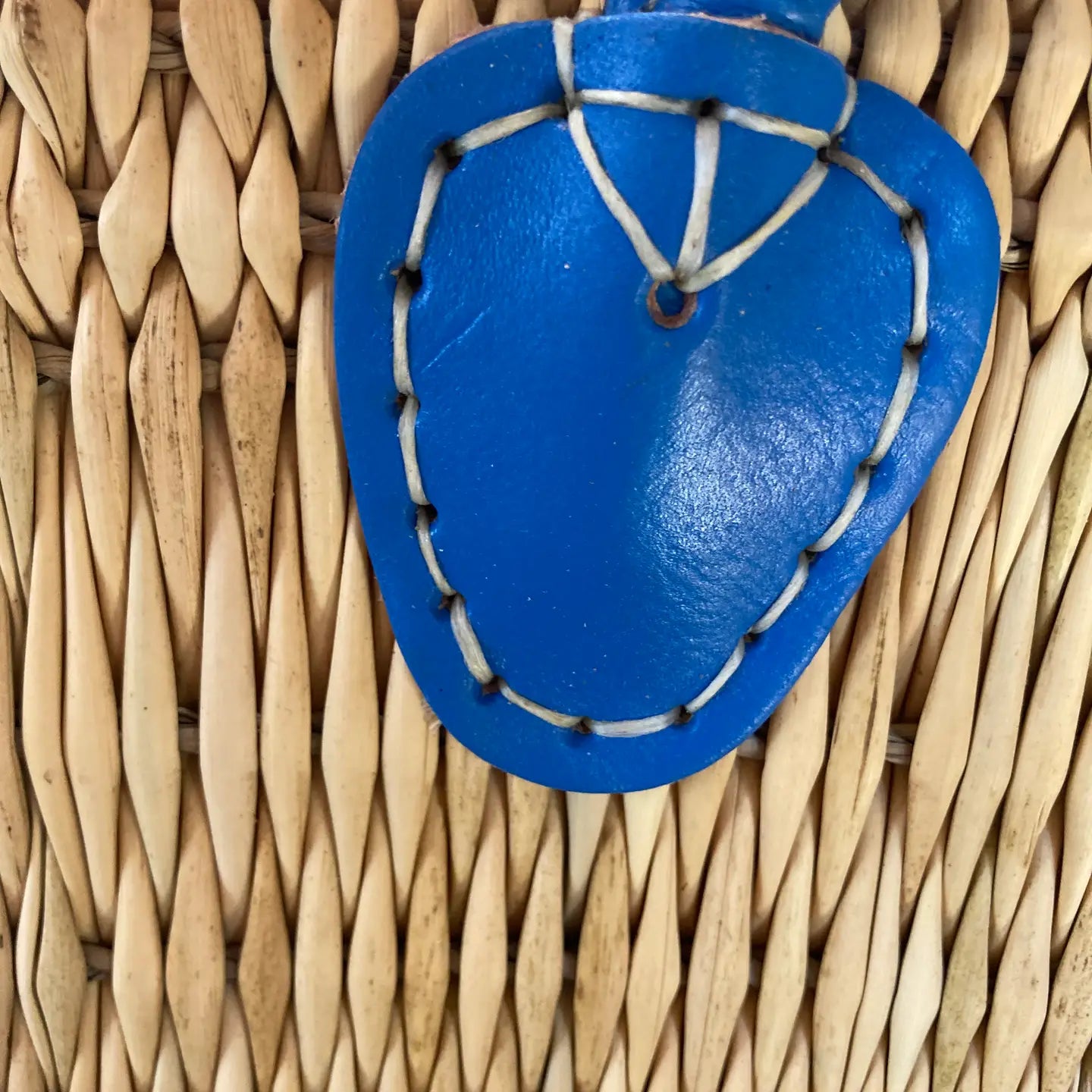 Straw Tote with Blue Handles -Medium