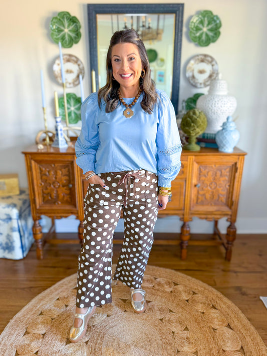 Laurel Lane Eyelet Top in Denim