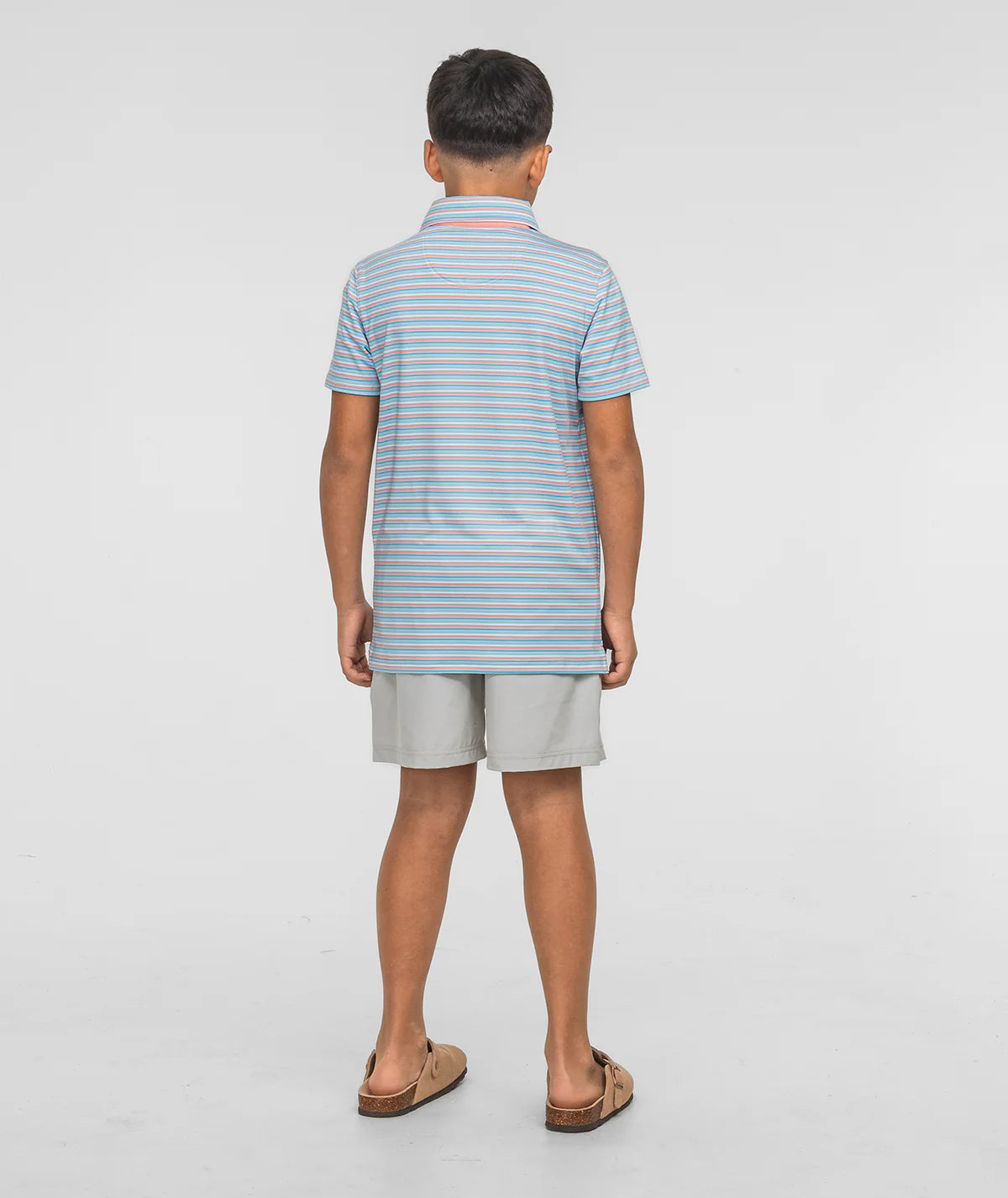 Southern Shirt Company | Youth Boys Grant Striped Polo in Island Coral