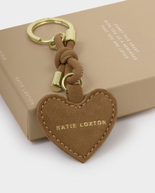Katie Loxton | Key to my Heart Gift Boxed Keyring in Caramel Suedette