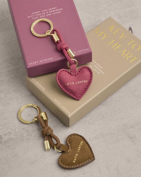 Katie Loxton | Key to my Heart Gift Boxed Keyring in Caramel Suedette