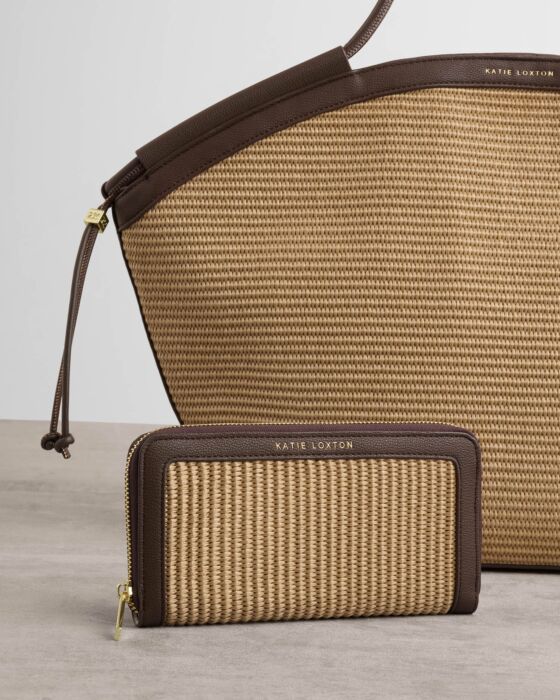 Katie Loxton | Florence Wallet in Bitter Chocolate/Natural Raffia