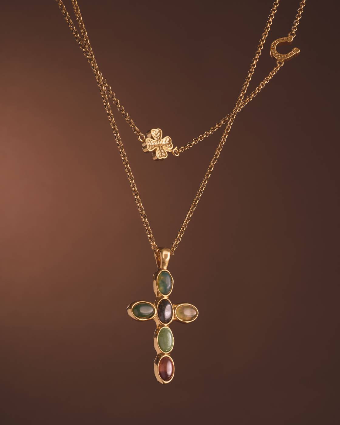 Katie Loxton | Green Agate Cross Necklace