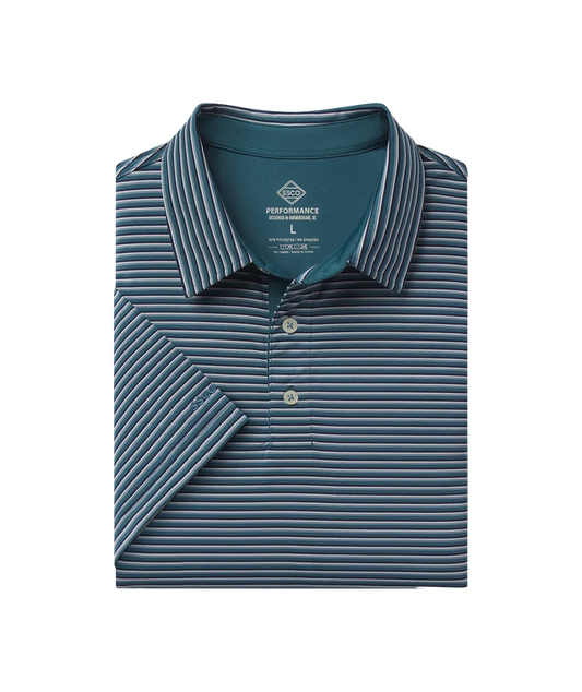 Southern Shirt | Boys Crestline Striped Polo in Deep Harbor
