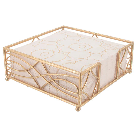 Gold Lunch Napkin Caddy in Gold Leaf