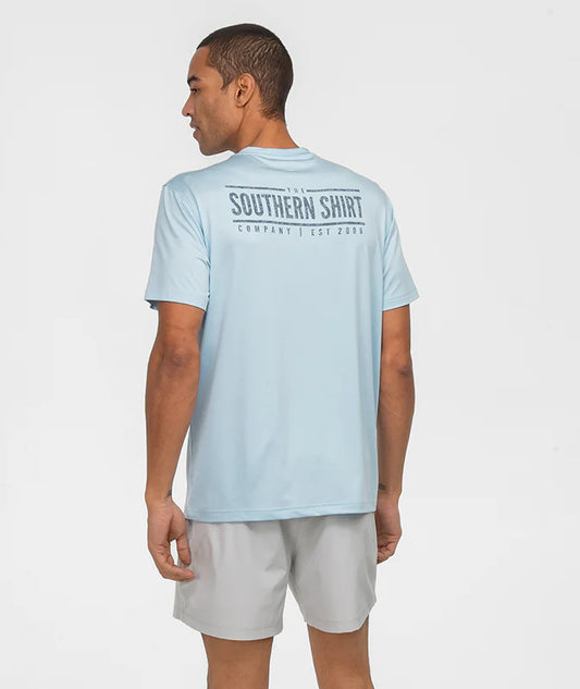 Southern Shirt Company | Camo Badge Performance Short Sleeve Tee in Skyway