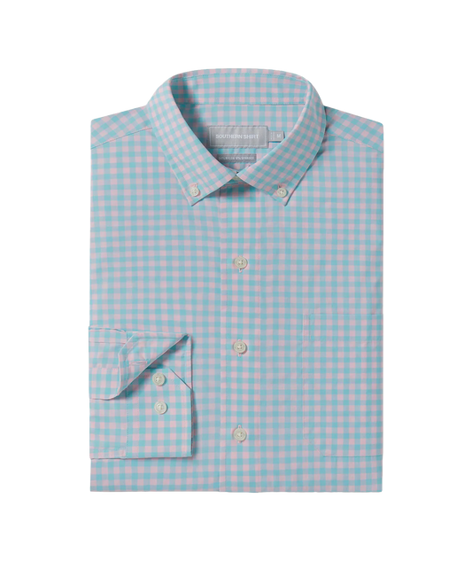 Southern Shirt Company | Graymont Gingham Long Sleeve Button Down in Coral Sky