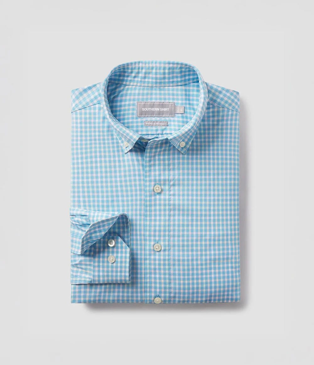 Southern Shirt Company | Youth Boys Samford Check Button Down in Aquaverde