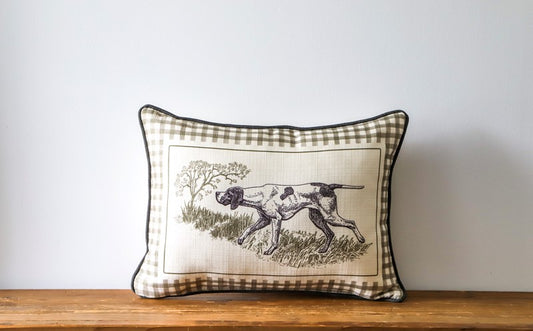 Little Birdie | Gingham Hunting Dog Pillow